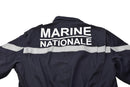 Back view of genuine French navy thermostable marine jumpsuit with reflective bands and Marine Nationale text