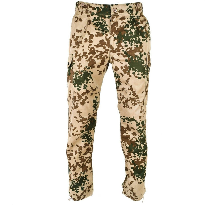 Pantaloni mimetici tropicali del deserto autentico dell'esercito tedesco con tasche cargo e fondo regolabile per uso esterno