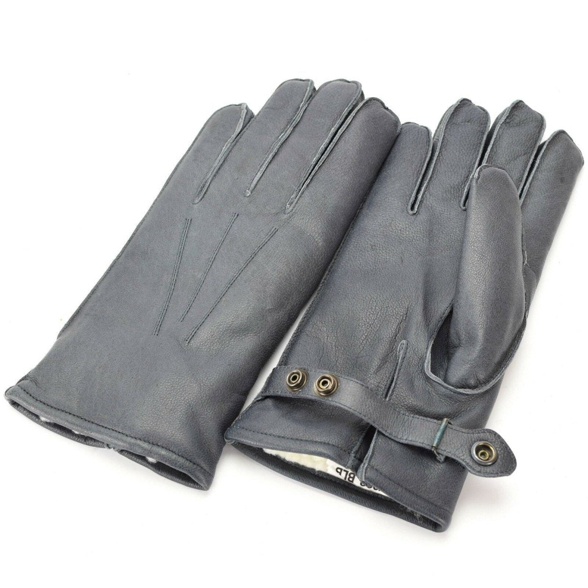Guidi guanti in pelle di polizia tedesca pattuglia grigia lana foderata al 100% inverno calda nuovo