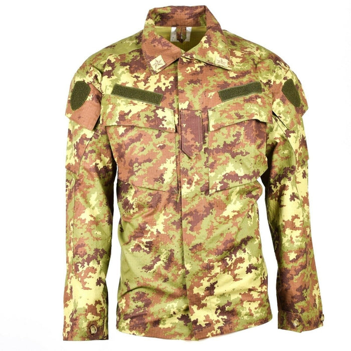 Camicia da campo da combattimento ACU rip-stop vegetato mimetico dell'esercito italiano con tasche multiple e design in tessuto resistente