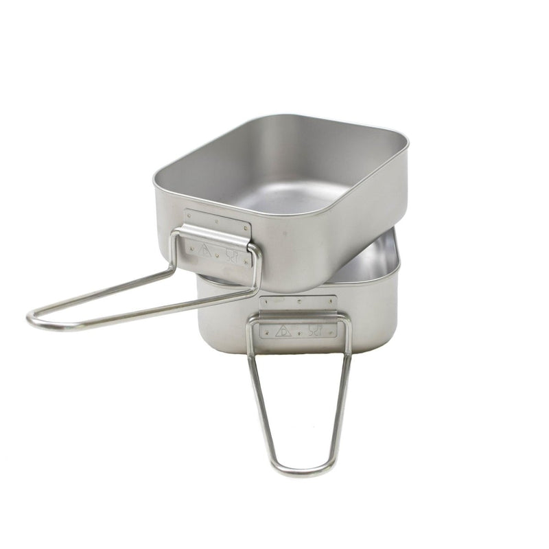 Genuine military style mess kit stainless steel camping outdoor pan 2 pieces NEW - GoMilitar