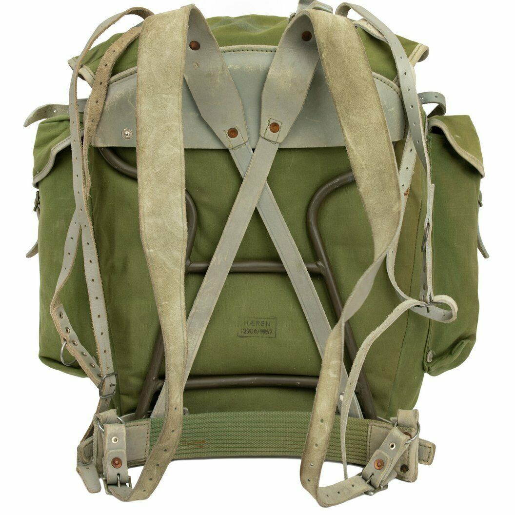 Genuino zaino militare norvegese con telaio tela tela pacchetto di zaino in pelle