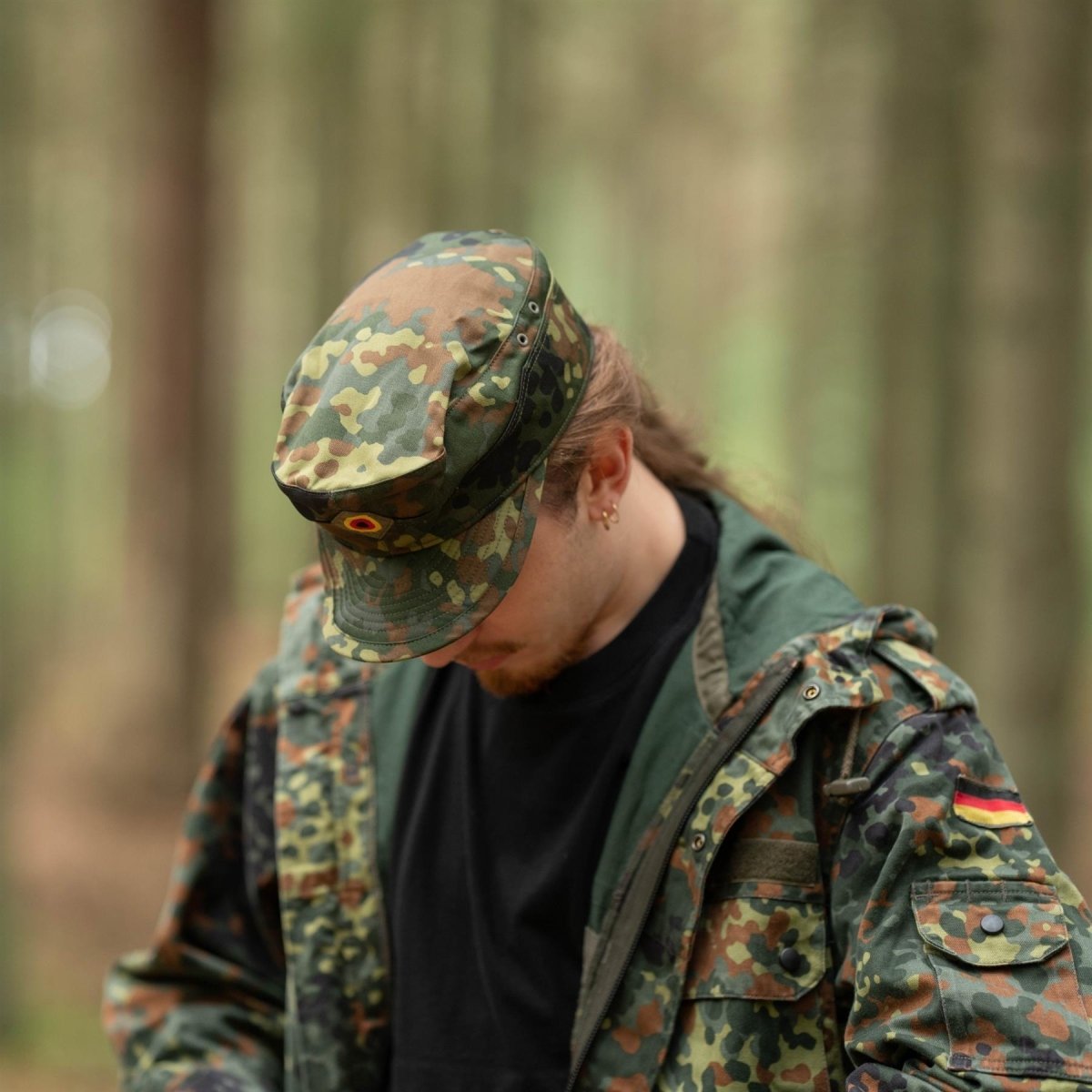 Genuino esercito tedesco originale Flecktarn Cap bw boschi di bosco cappello militare nuovo