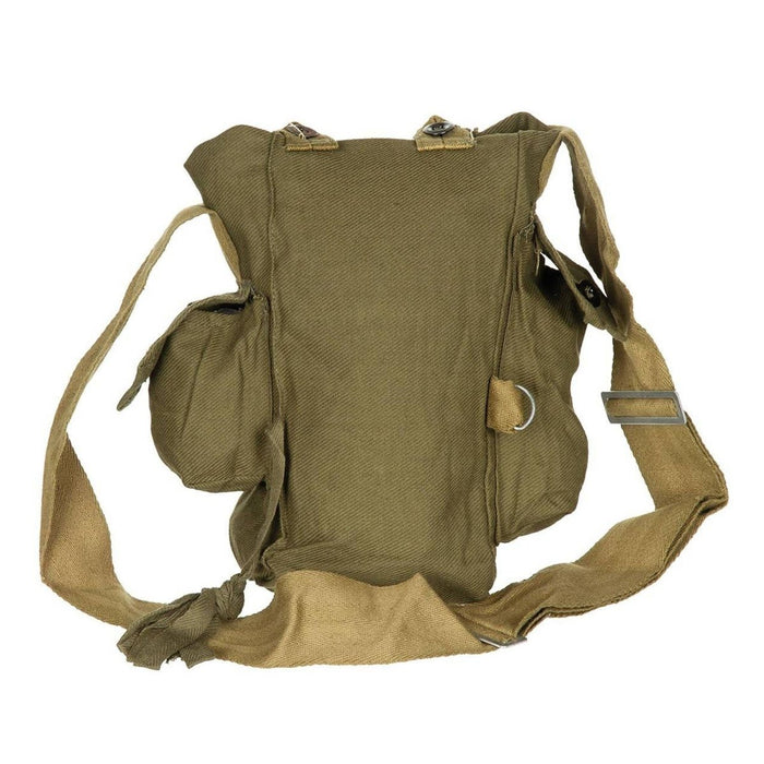 Borsa per maschera antigas in tela vintage in eccedenza dell'esercito sovietico russo russo con tracolla regolabile e molteplici scomparti portaoggetti.