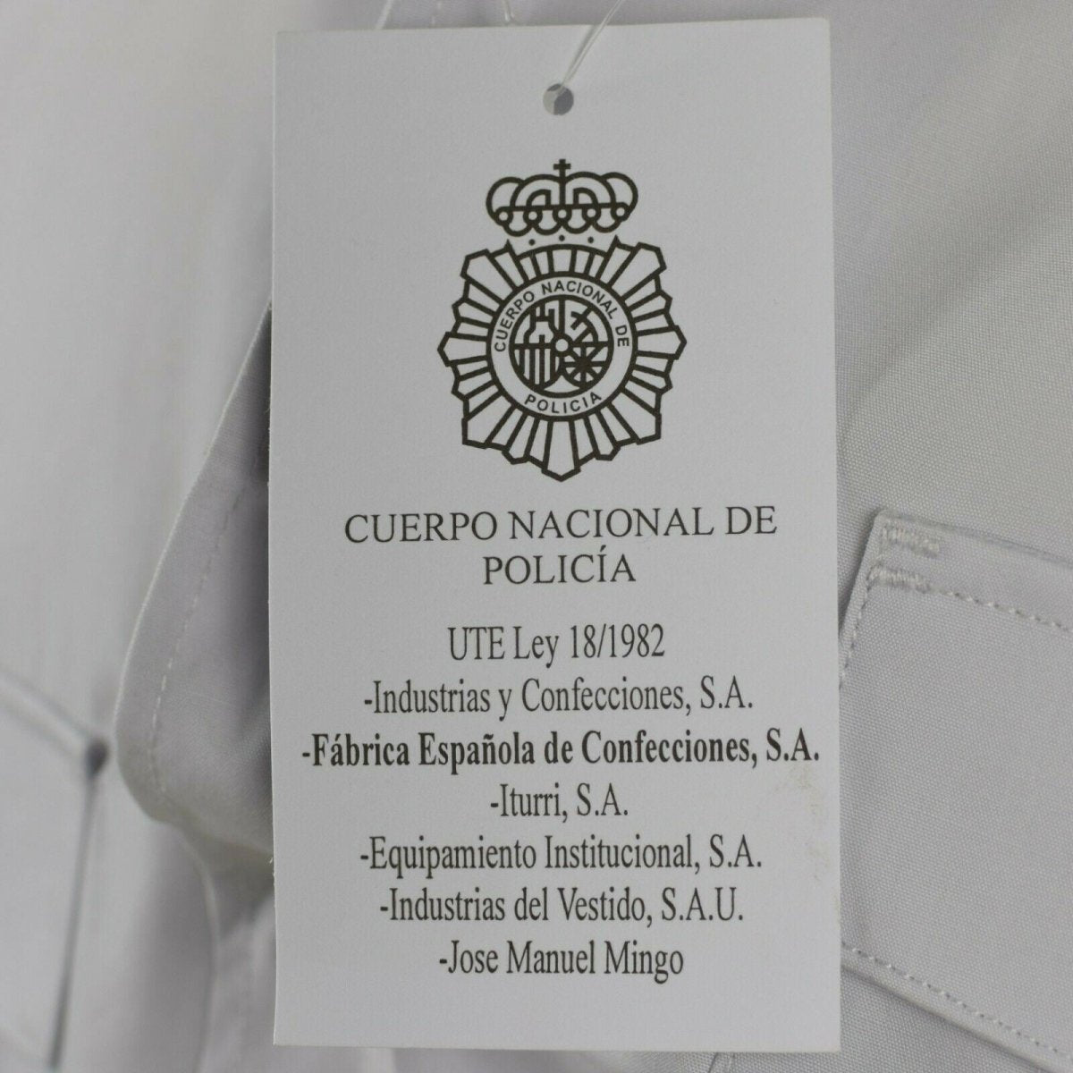 Autentica camicia di polizia spagnola grigio a maniche corte militari Nuovi