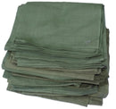 Stack of green fabric sheets on a white background