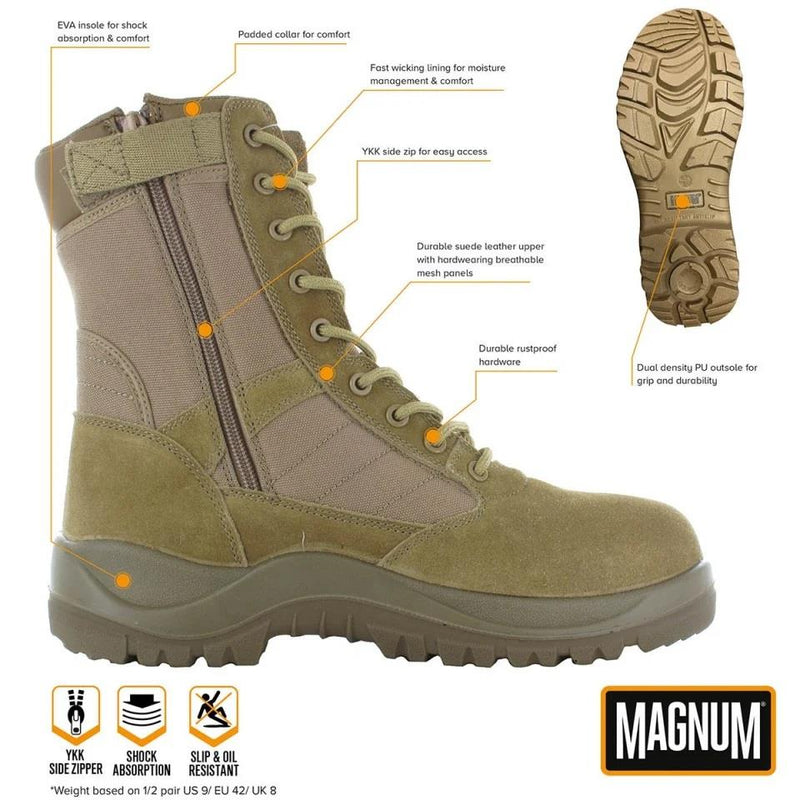 Stivali da trekking Hi-Tec Magnum Centurion 8.0 Coyote Tactical Footwear Stip Nuovo