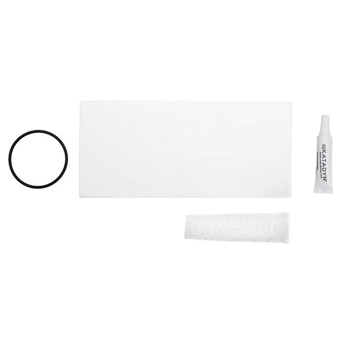 Kit di manutenzione Katadyn Hiker Pro con protezione, O-ring, filtro a rete e lubrificante al silicone per la cura del filtro dell'acqua.
