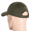 Rear view of M-TAC military green tactical baseball cap with adjustable strap and breathable eyelets on mannequin head
