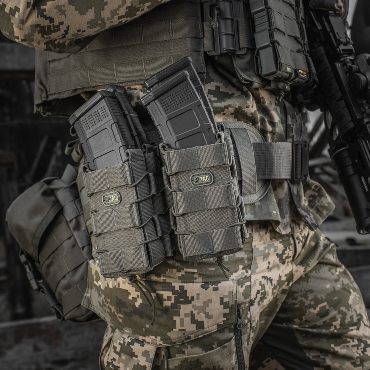 M-TAC Borsa aperta doppia per caricatori Cordura tattica gommata antiscivolo oliva