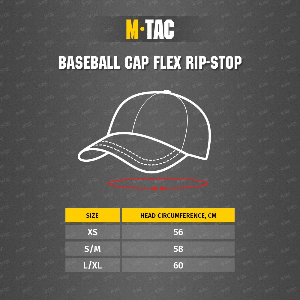 Berretto da baseball tattico M-Tac Vestibilità flessibile Ripstop Gancio e anello Oliva scuro L/XL
