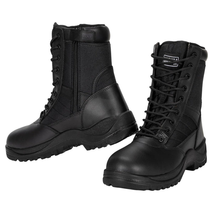 Stivali da combattimento tattici Magnum Centurion 8.0 in pelle nera e nylon con cerniera laterale e suola ad alta trazione