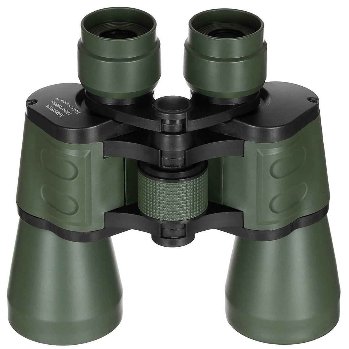 Binocolo tattico militare MFH 10x50 BAK4 lente rubino pieghevole OD verde