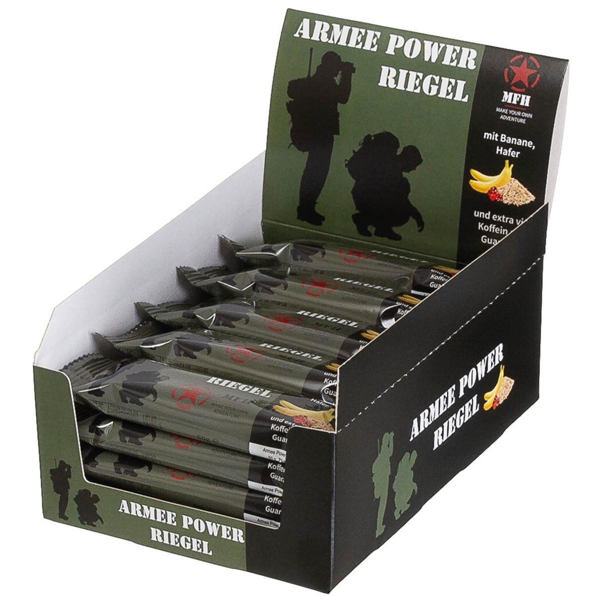MFH Army Power Bar 60g Barretta energetica alla caffeina Snack all'aperto Banana Gusto guaranà