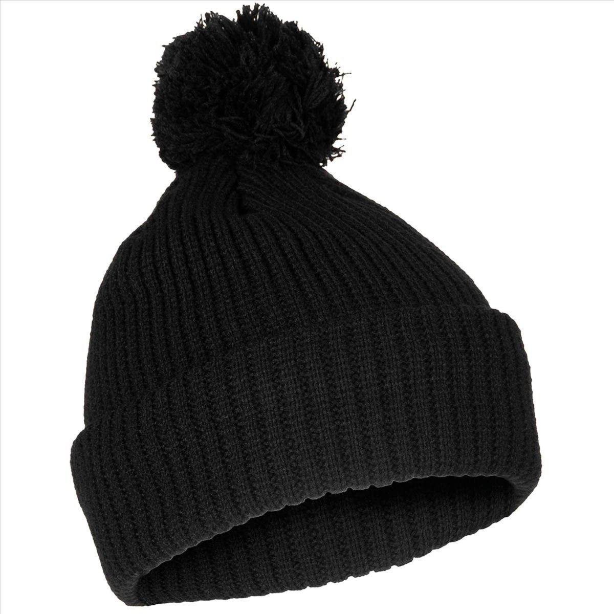 Cappello con pompon MFH Fodera in pile a maglia grossa con isolamento Thinsulate 3M Nero