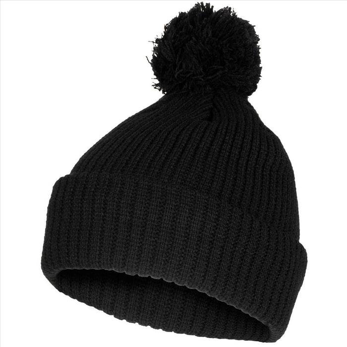 Cappello con pompon MFH 3M Thinsulate Insulation Fodera in pile a maglia grossa Nero - GoMilitar