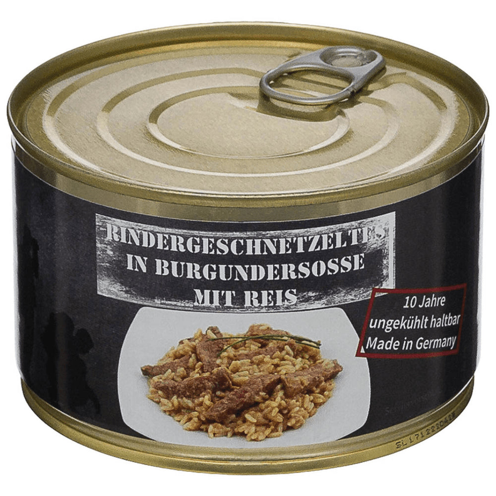 MFH Piatto pronto in scatola Manzo tritato con riso 400 g Cibo da campeggio all'aperto