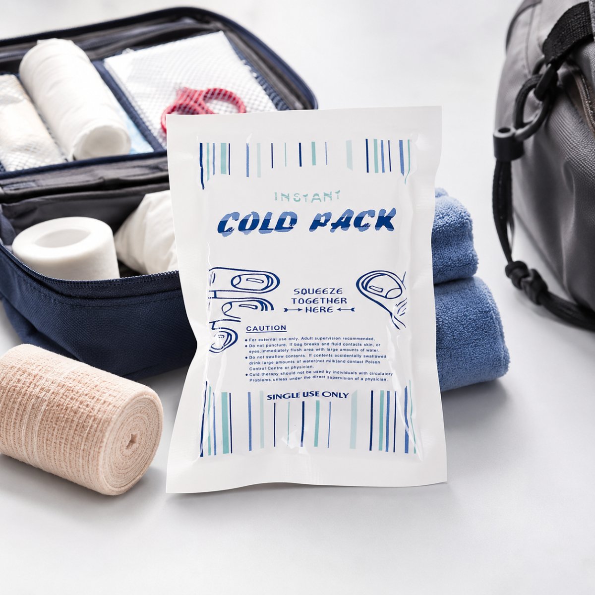 Impacco freddo istantaneo MFH da 100 g Pacchetto refrigerante di pronto soccorso monouso da viaggio all'aperto