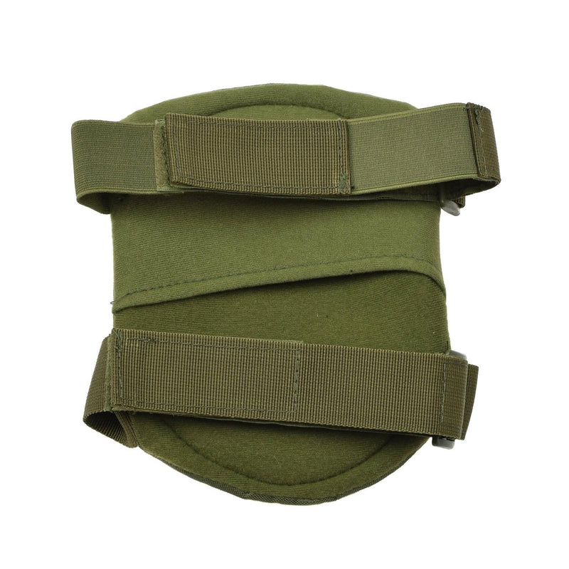 Green knee pad with straps on a white background