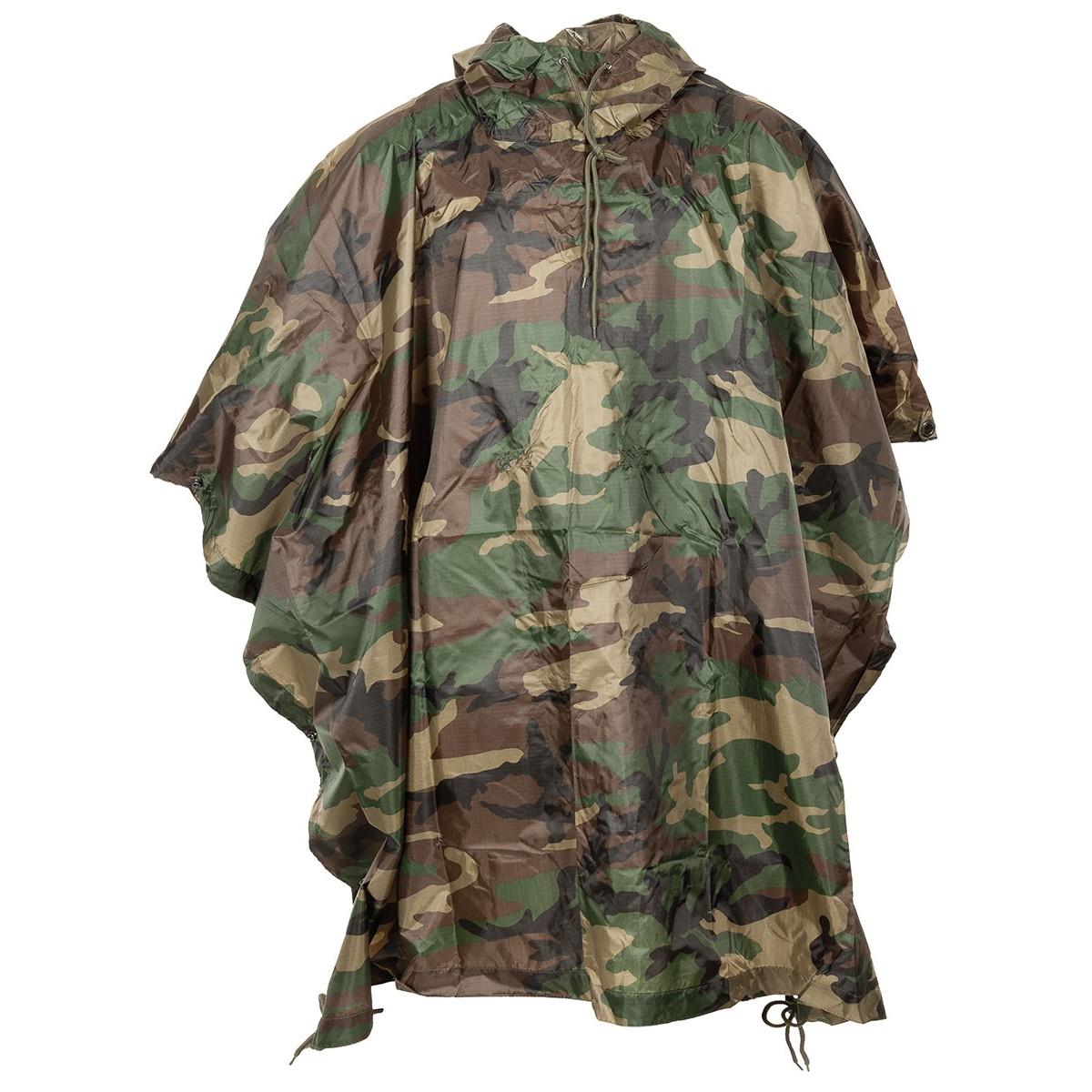 Poncho MFH Cappuccio regolabile Tessuto RipStop impermeabile antivento Cuciture saldate