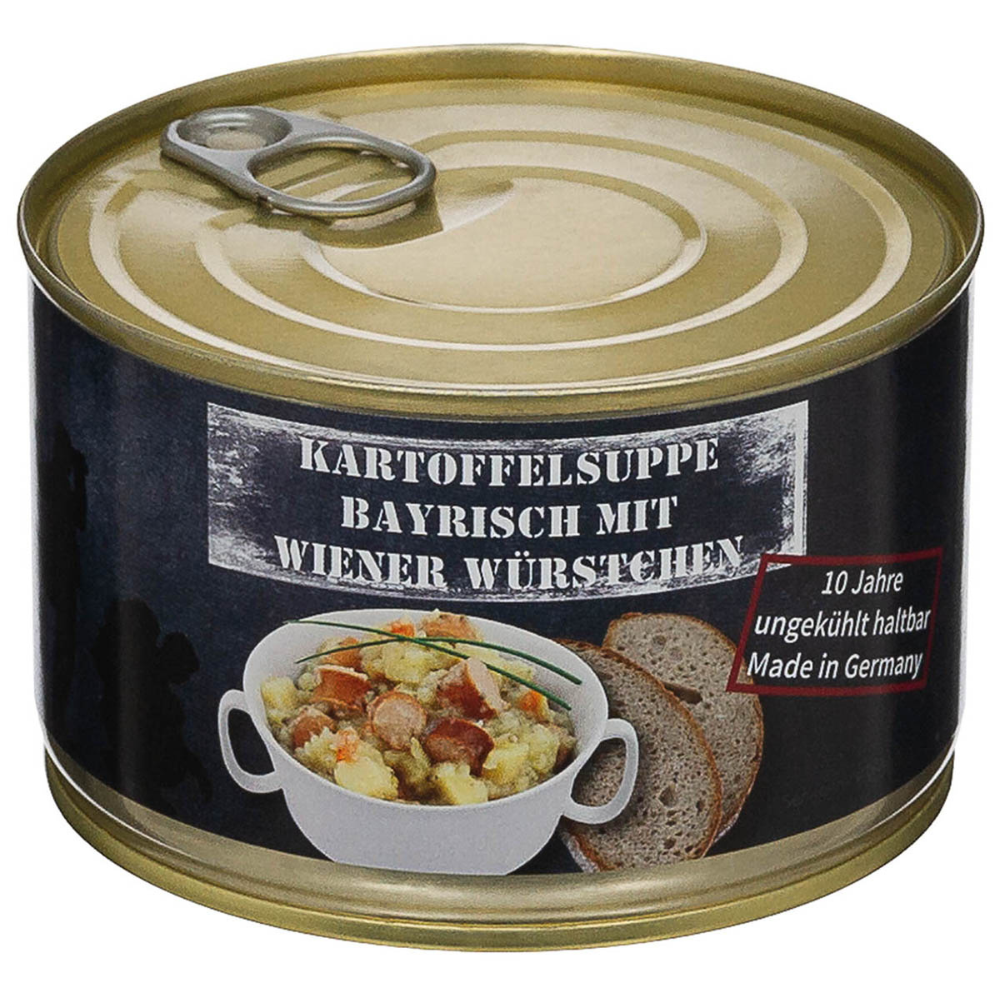 MFH Zuppa di Patate Salsiccia Wiener 400g Cibo in scatola da campeggio all'aperto Lunga durata