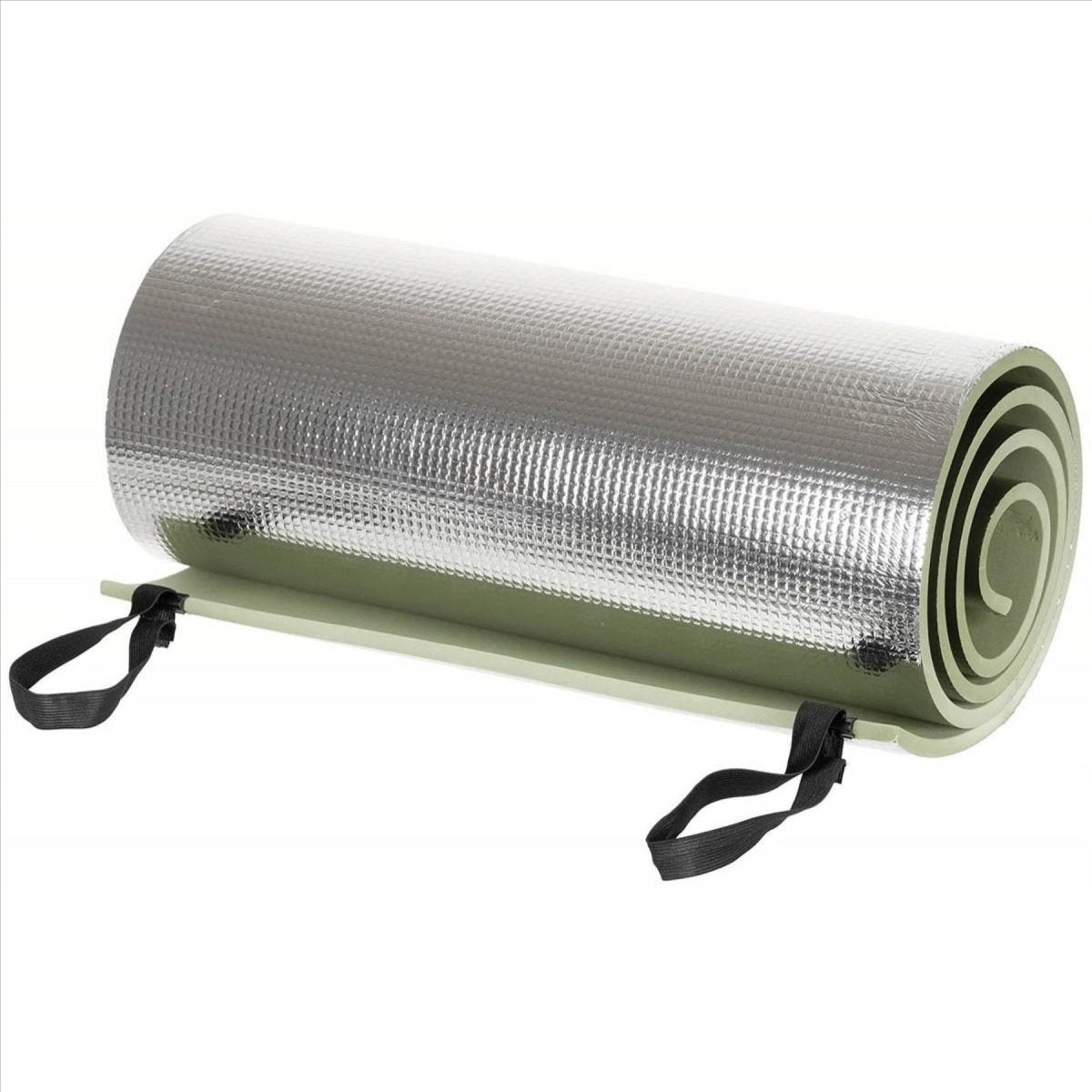 MFH Materassino per dormire in schiuma EVA rivestito in alluminio con cinturino elastico verde