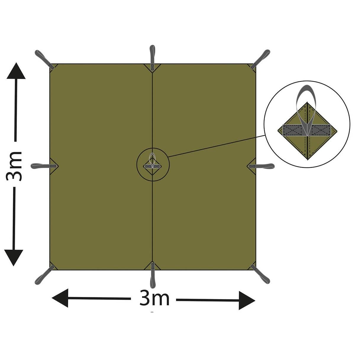 MFH Tarp Extreme Tarpaulin tenda da riparo impermeabile con anelli fissi parasole NUOVO
