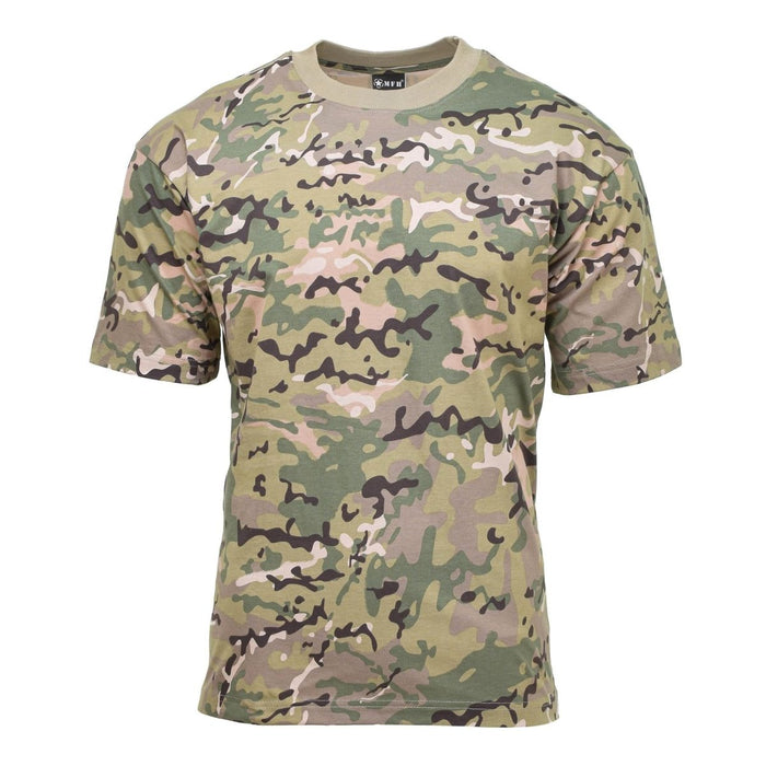 T-shirt mimetica a maniche corte stile US Army, traspirante, leggera, resistente, perfetta per l'outdoor e l'abbigliamento attivo.