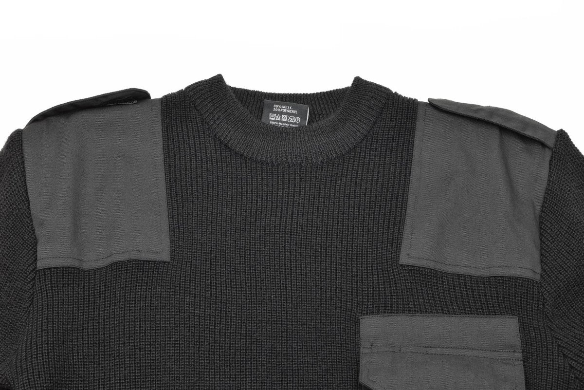 MIL-TEC Brand Men Swater Pullover tedesco Pullover Commando Jumper Black Wool