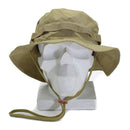 Mil-Tec military-style coyote boonie hat with ripstop fabric, chin strap, lightweight and breathable for outdoor use.