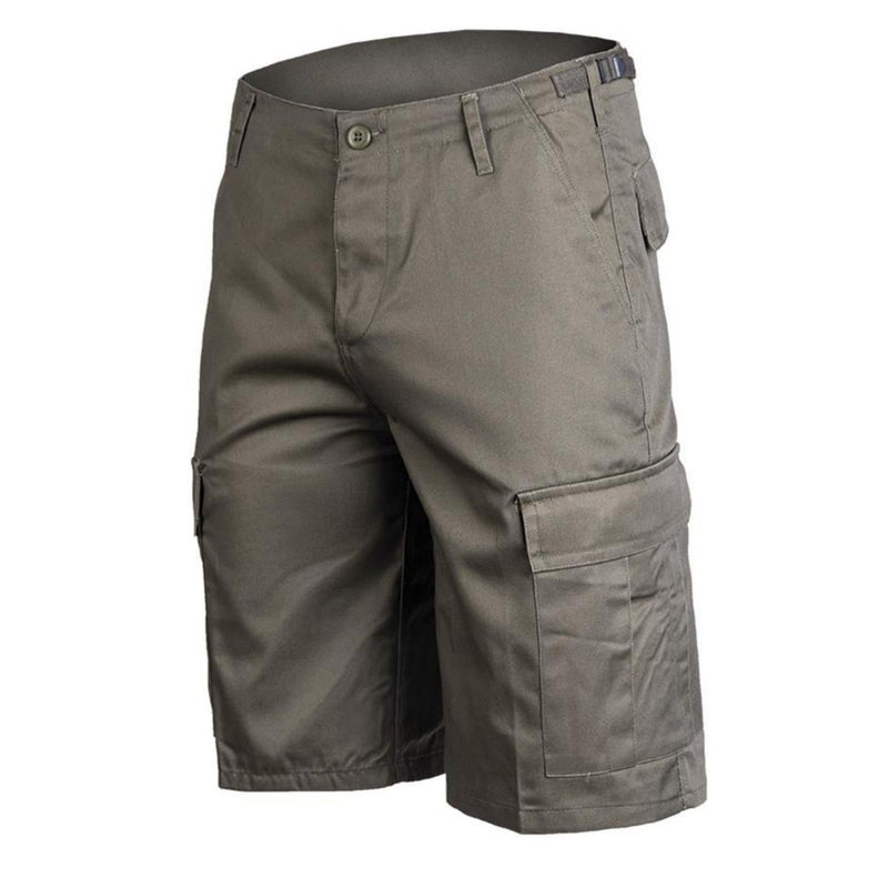Mil-Tec olive drab military style cargo bermuda shorts with multiple pockets and adjustable waist for comfort and utility.