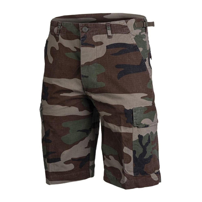 Pantaloncini ripstop leggeri in mimetico bosco prelavato stile Mil-Tec dell'esercito americano con tasche cargo per uso esterno