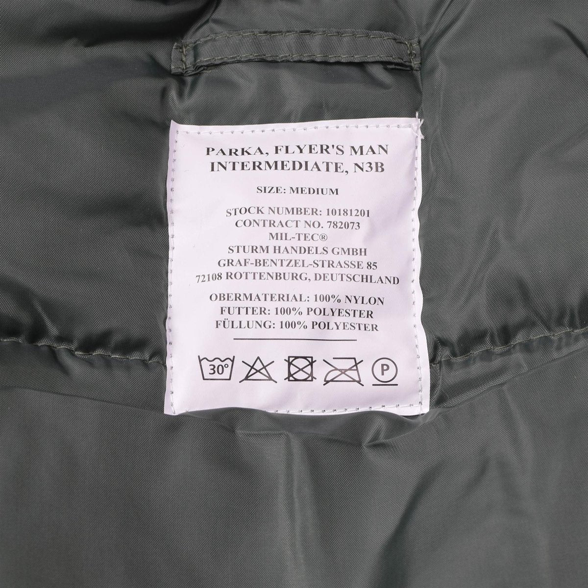 Mil-Tec Brand U.S. Style Military Aviator Parka N3B Furx Furx Hooded Olive Nuovo