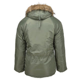Mil-Tec Brand U.S. Style Military Aviator Parka N3B Furx Furx Hooded Olive Nuovo