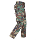 Mil-Tec U.S. Military-style woodland camo ripstop BDU cargo pants with reinforced knees and multiple pockets.