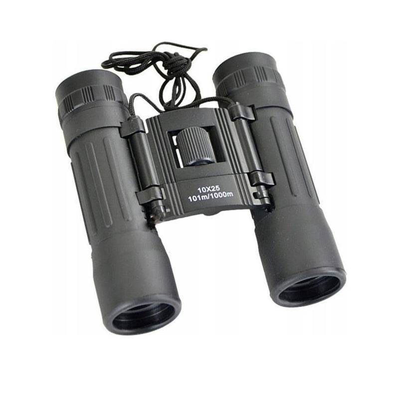 MIL-TEC Collapsible Binoculars 10x25 Clear View Protective Nylon Bag Black