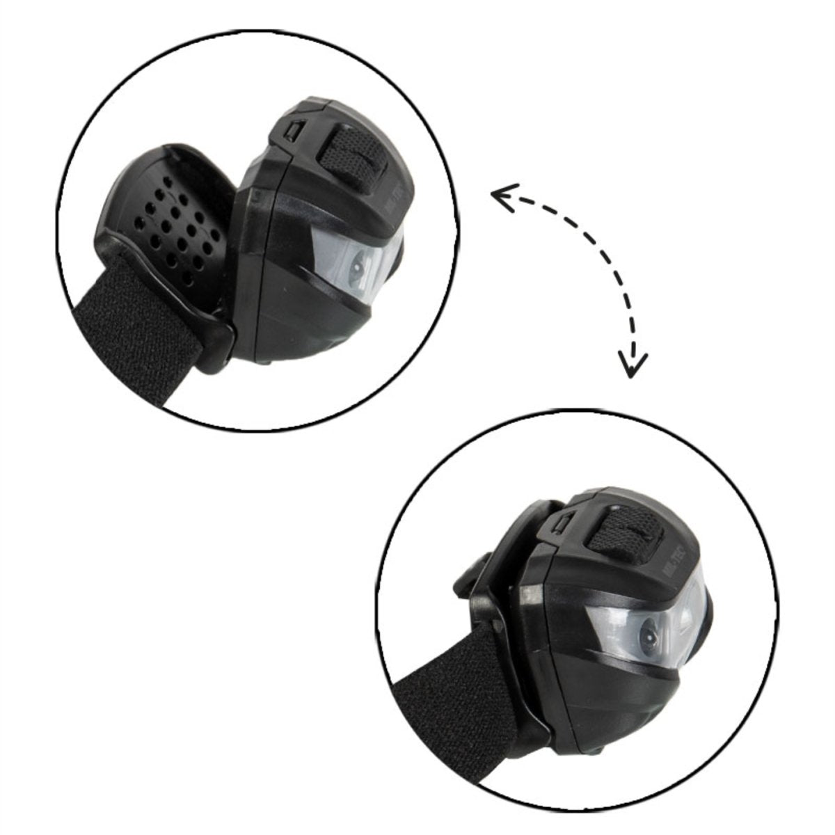 Lampada frontale MIL-TEC CREE XPE LED Torcia frontale regolabile da 200 lumen Luce rossa nera