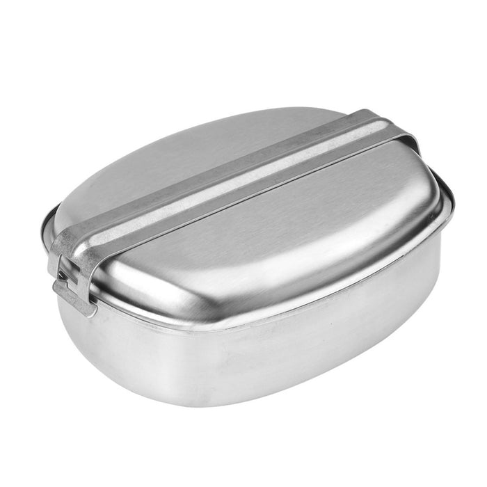 Kit da pasticcio in acciaio inossidabile MIL-TEC in stile militare francese con coperchio sicuro, ideale per cucinare all'aperto e in campeggio.