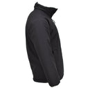 Side view of MIL-TEC German Military reversible cold weather jacket in black, windproof and insulated for warmth.