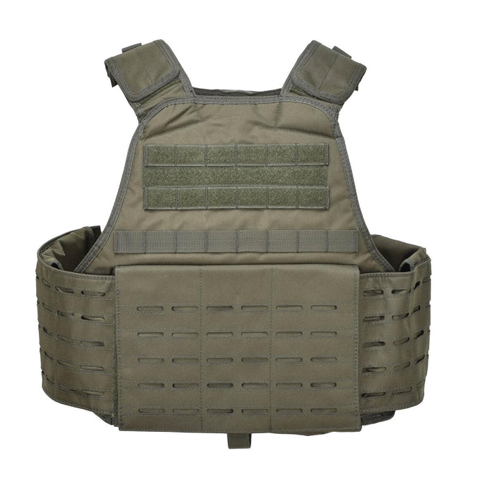 Gilet portapiatti modulare MIL-TEC verde oliva tagliato al laser con sistema di attacco MOLLE per uso tattico