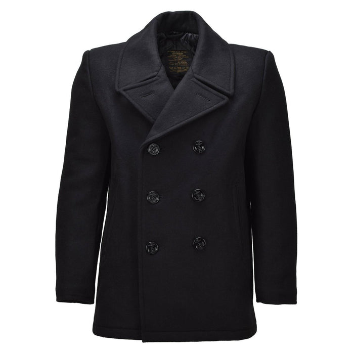 MIL - TEC Cappotto da marinaio da uomo in misto lana Giacca doppiopetto stile blu scuro Nera - GoMilitar