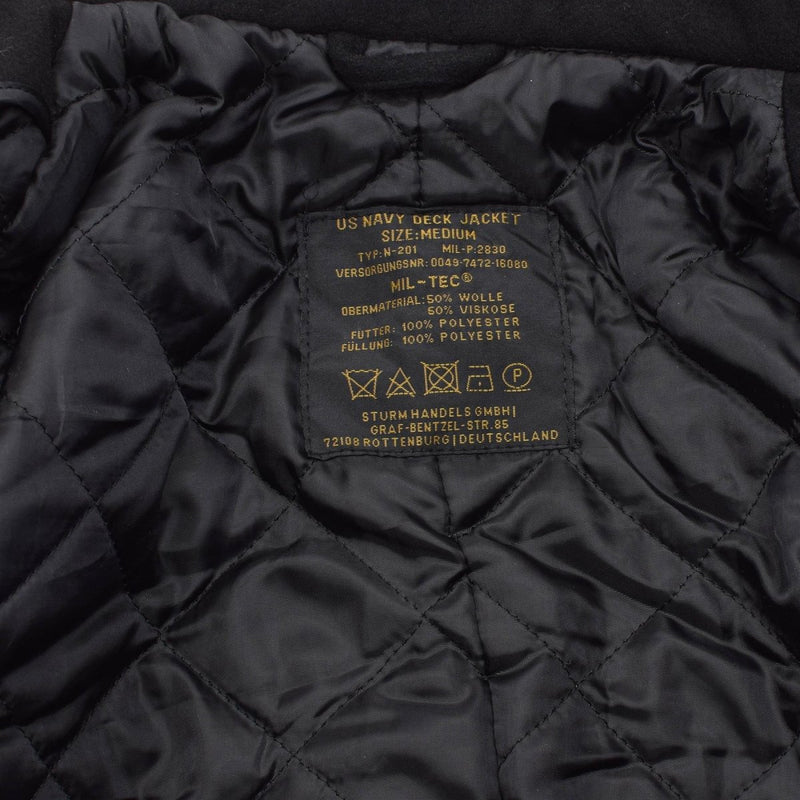 Mil-Tec Mens Coat lana Blend Navy Style Black Black Black