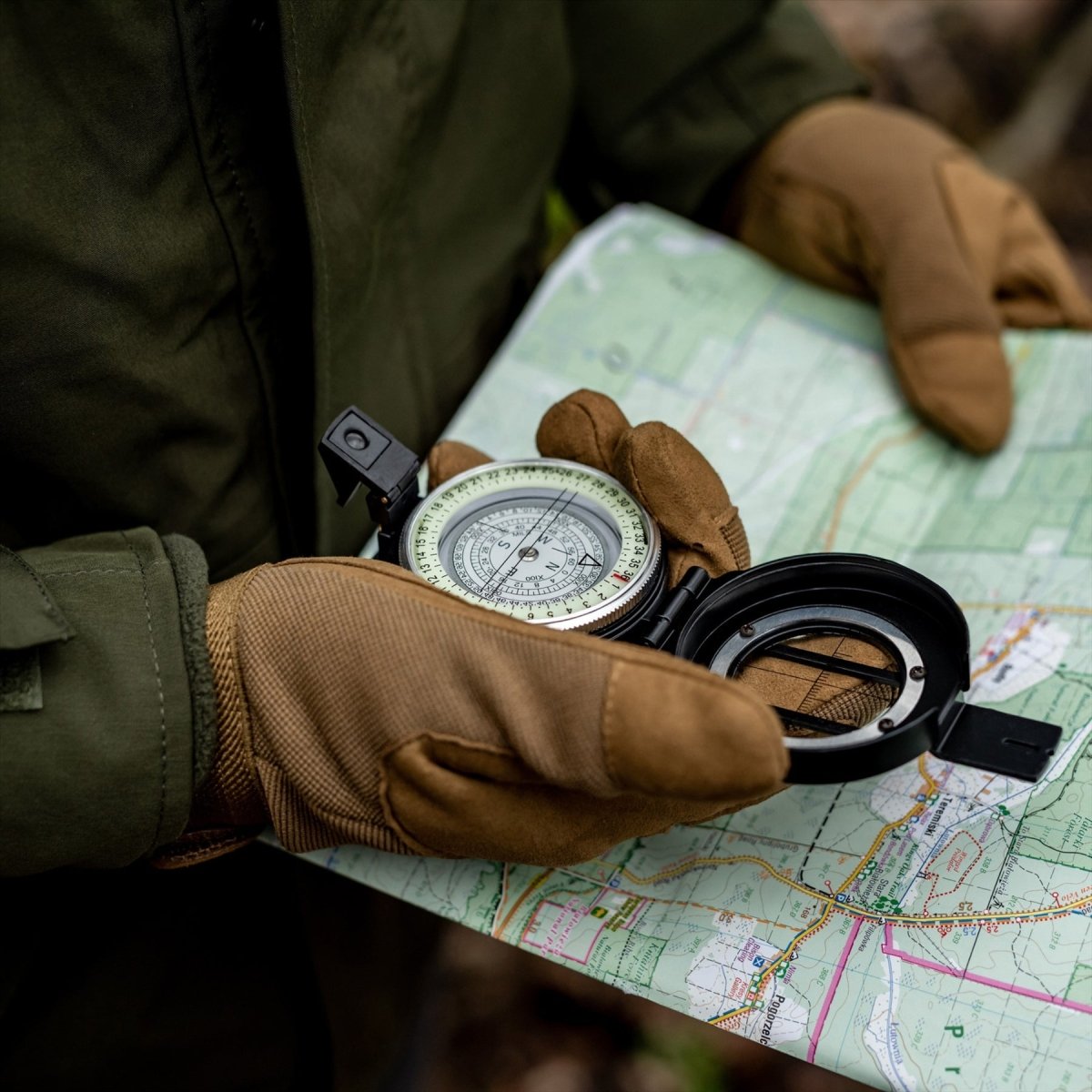Mil-Tec Metal Lensatic Compass Assegna in alluminio Navigazione facciale lucida Black