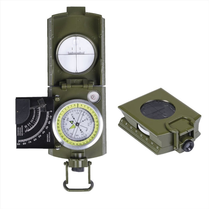Bussola militare prismatica MIL-TEC Strumento di navigazione preciso in alluminio Oliva - GoMilitar