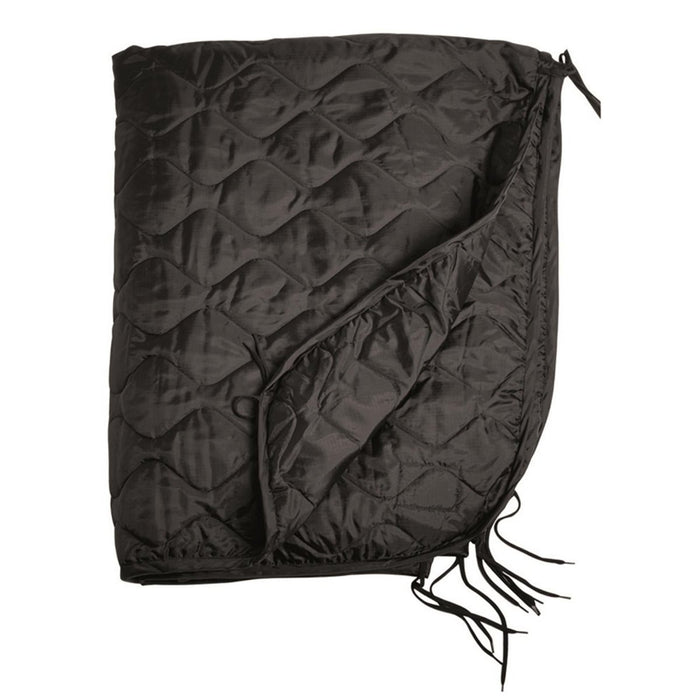 Fodera poncho MIL-TEC nera con motivo trapuntato, leggera e ad asciugatura rapida, per il calore all'aperto 210x150 cm