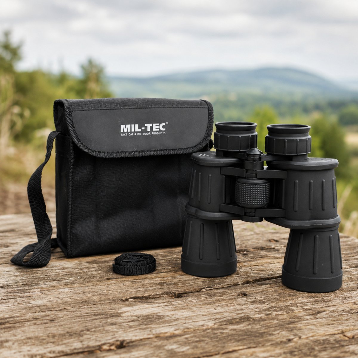 Binocolo Mil-Tec rivestito in gomma 7x50 Ottiche da caccia per escursionismo all'aperto Nero