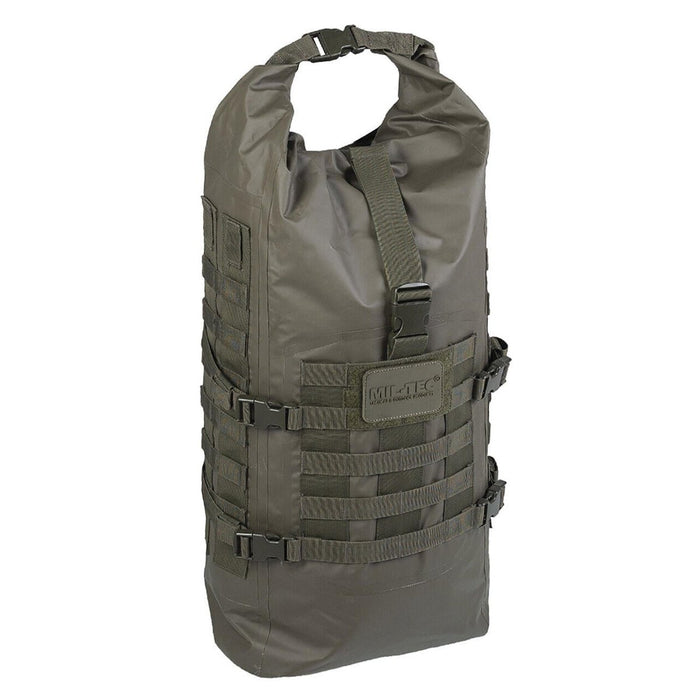 Zaino impermeabile tattico arrotolabile impermeabile MIL-TEC SEALS 35L verde oliva con chiusure con fibbia e cinturini MOLLE