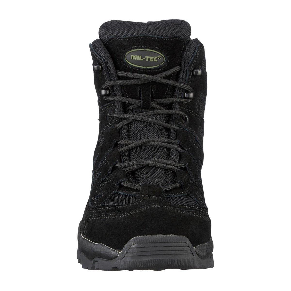 Stivali a squadra Mil-Tec Mid Round Sole Camping Calzature in pelle scamosciata nera all'aperto