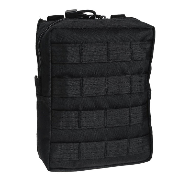 Custodia MOLLE tattica MIL-TEC nera con chiusura a cerniera, borsa multiuso resistente per il fissaggio di attrezzature militari e da esterno.