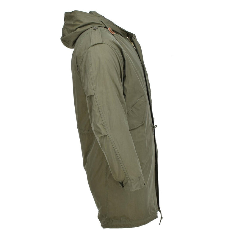 MIL-TEC U.S. military style M51 olive hooded parka with quilted detachable liner and durable cotton fabric.